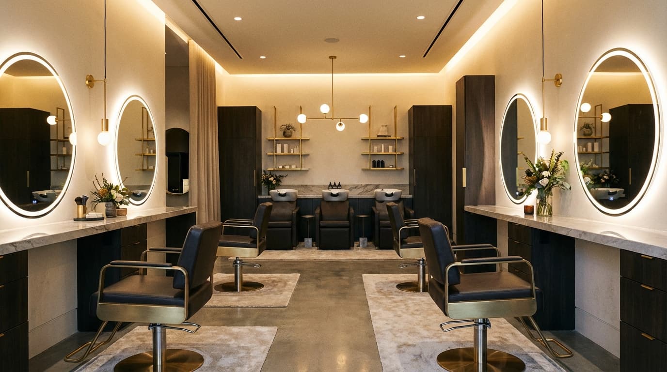 Elegantes Salon-Interieur mit modernen Styling-Plätzen
